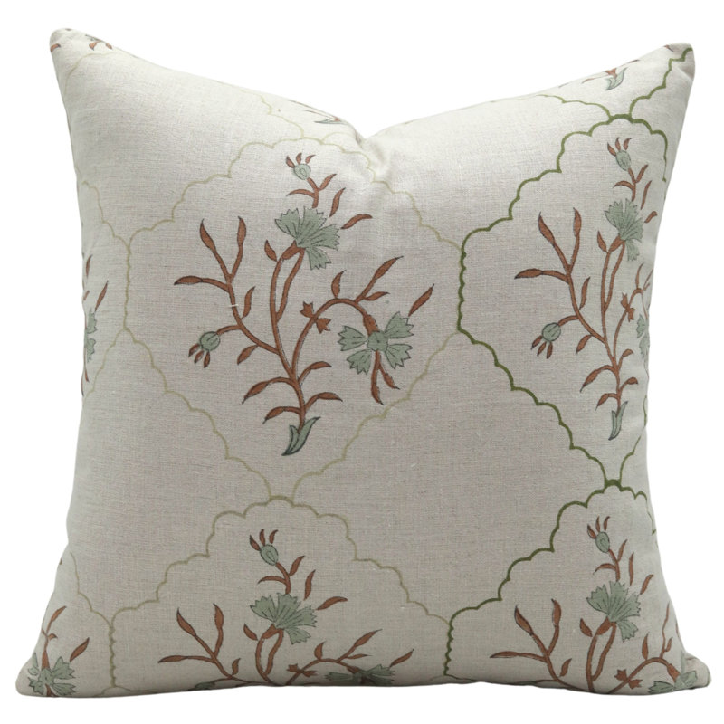 Housse de coussin réversible intérieur / extérieur Floral Linen, H 26 po x l 26 po, Carré