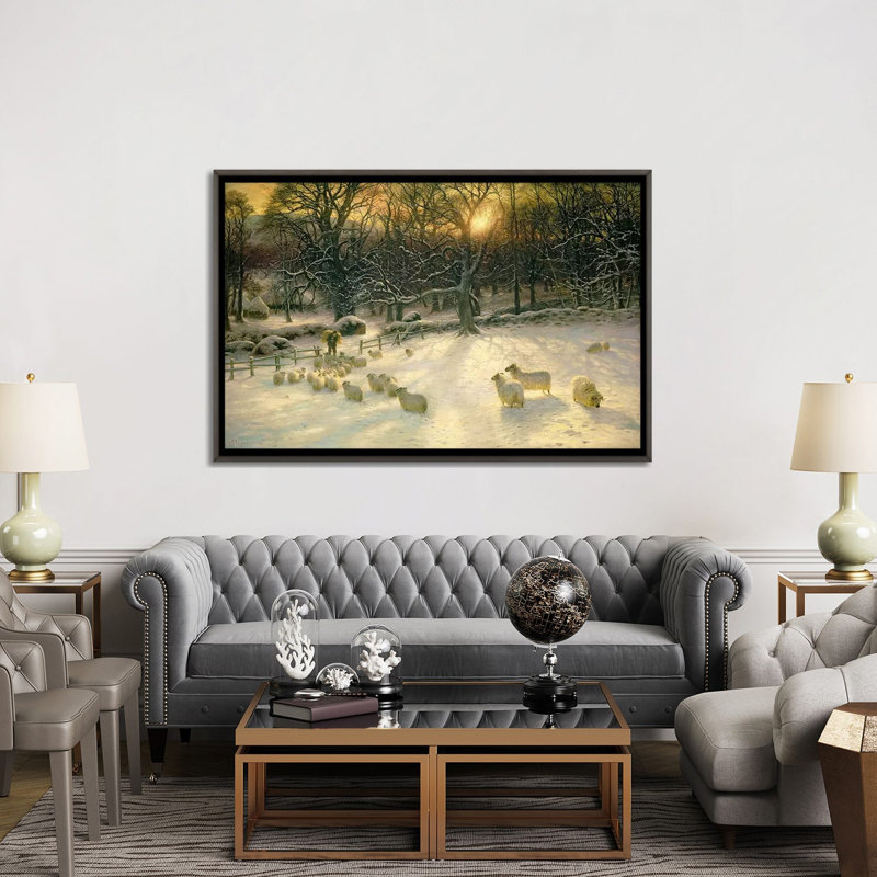 «The Shortening Winter's Day Is Near A Close On Canvas» par Joseph Farquharson, H 40 po x l 60 po x P 1,5 po