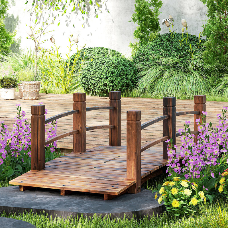 Pont de jardin en bois 5 pi, pont de lune décoratif extérieur