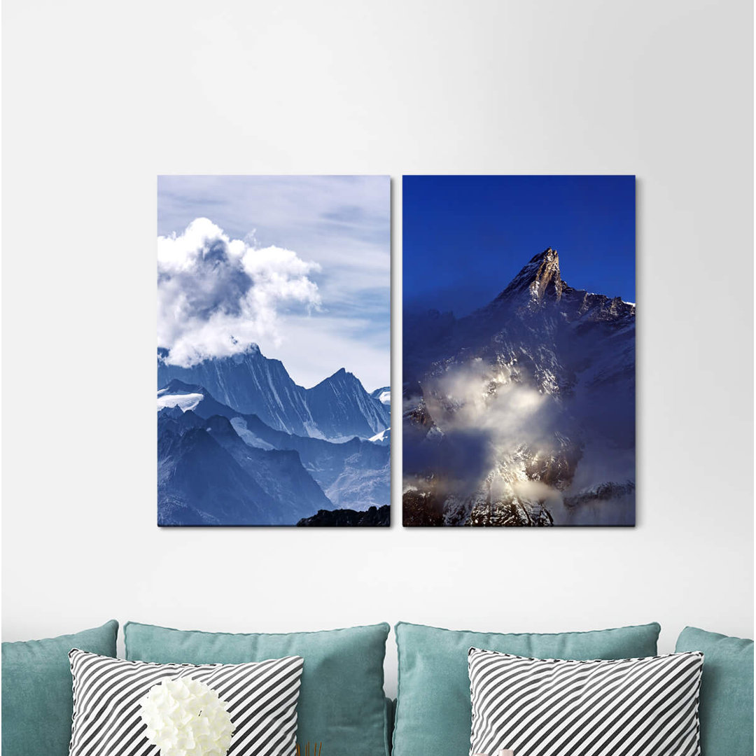 2-tlg. Leinwandbilder-Set - Fotografie "Gebirge Alaska Naturwälder Unberührte Wolken"