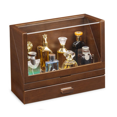 Cologne Organizer, Wood Cologne Stand With Drawer, Large Capacity Cologne Shelf With Cologne Holder Display