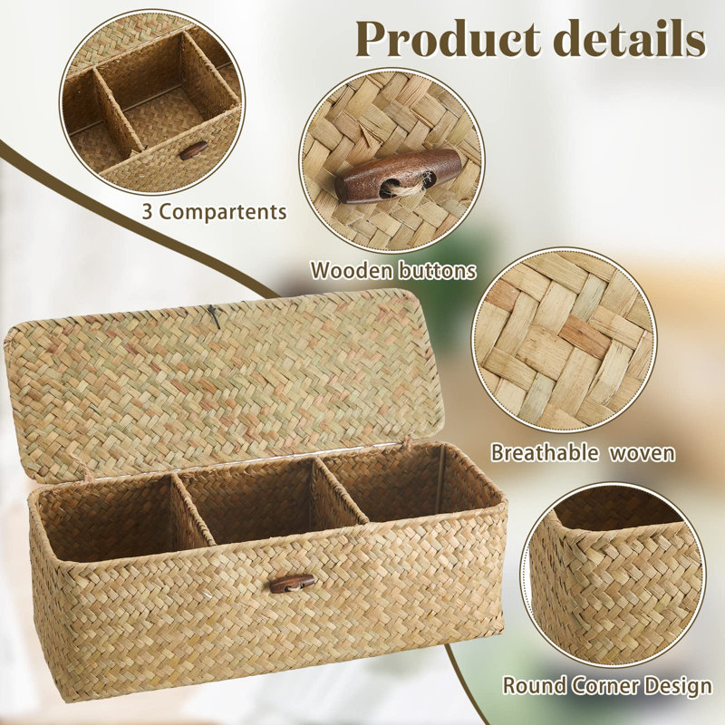 Bayou Breeze Seagrass Decorative Bin, Natural Color