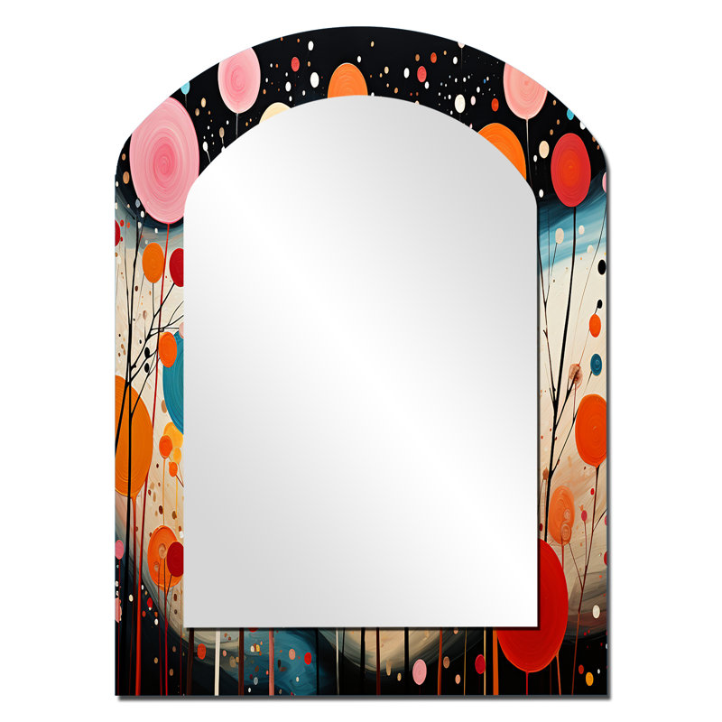 Miroir mural coloré Mid-Century abstrait Fusion VII - Mid-Century, 34 po x 25 po