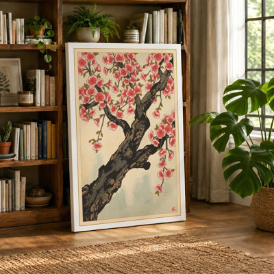 Flowering Branch in Spring Japandi - Wrapped Canvas