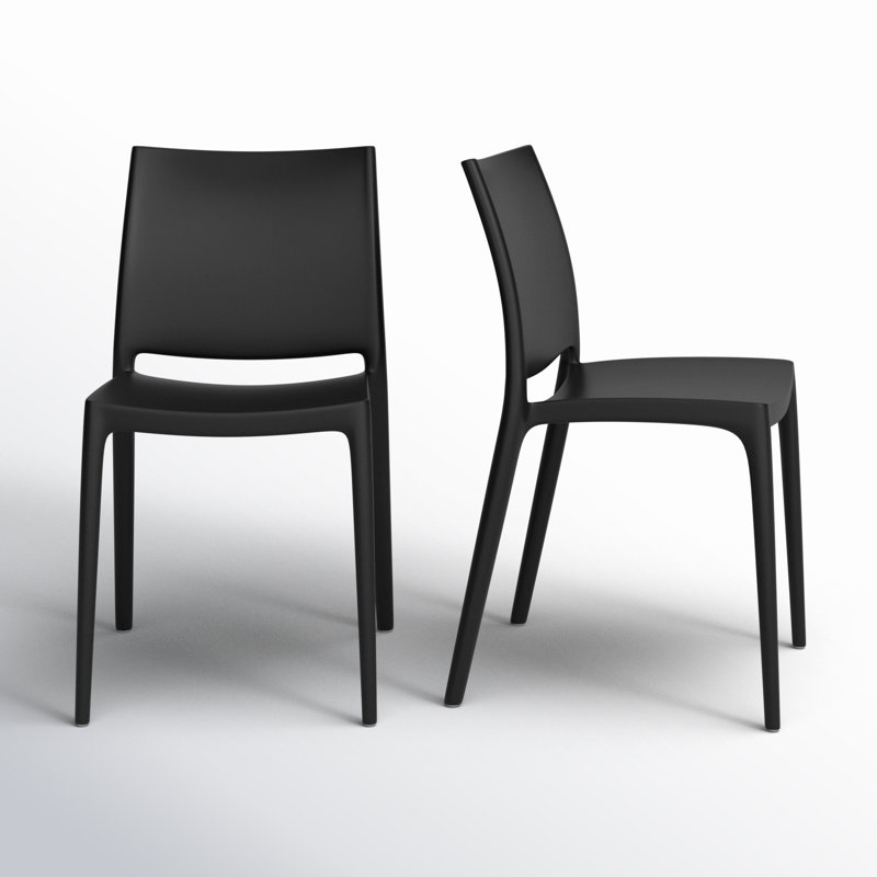 Burt Stacking Patio Dining Side Chair, Black