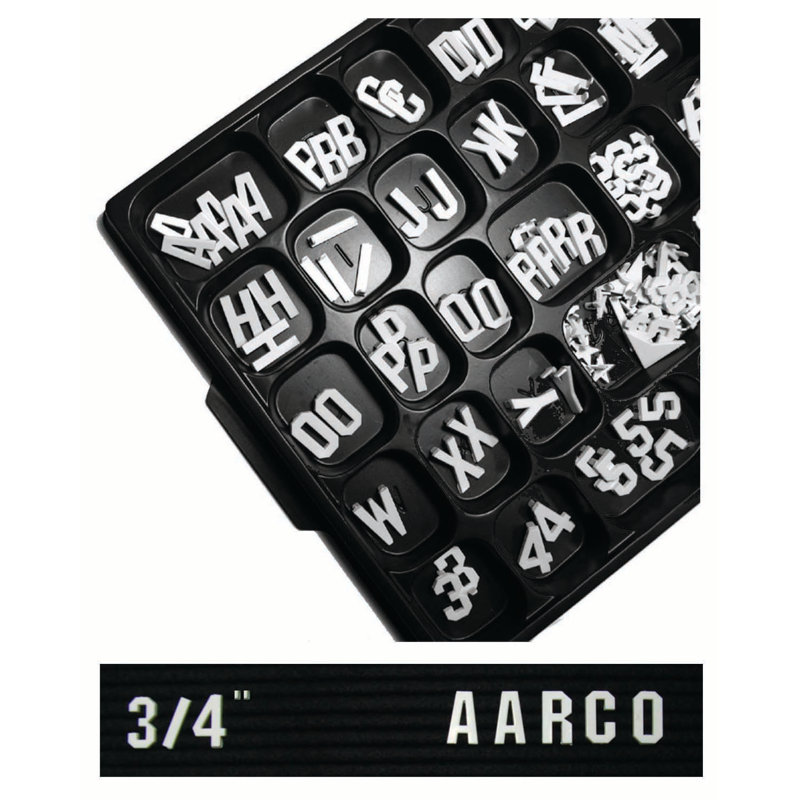 AARCO Plastic / Acrylic Assortment Tray And 165 Characters Magnetic & Lettering, 0.75" H x 13" W x 10" D