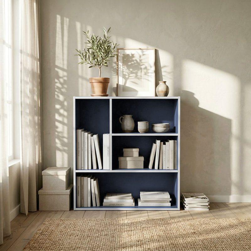 Bibliothèque de rangement Breayla, 4-Vertical, Bleu acier