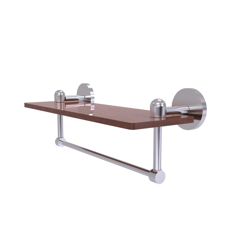 Tablette murale unie bois ironwood Itzhak, Chrome satiné, H 5 po x l 16 po x P 5 po