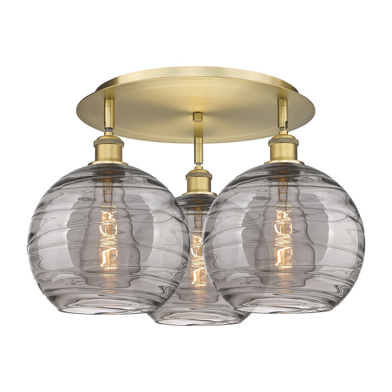 Essex Glass Flush Mount, Brushed Brass, 12.63" H x 21.75" W x 21.75" D