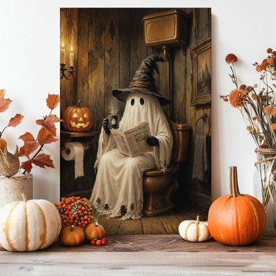 1pc, impression sur toile encadrée, fantôme d'Halloween, art mural sur toile, salle de bain, affiche d'art sur toile, peinture pour salon, chambre à coucher, bureau, salle de bain, dortoir, prêt à accrocher