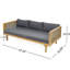 Lit de jour 3 places avec accoudoirs d'extérieur, coussin gris foncé, base en bois, assise et dossier à lattes, housse de coussin d'eau, 31,62 po, assemblage requis, surface, profondeur de produit 68,23 po,