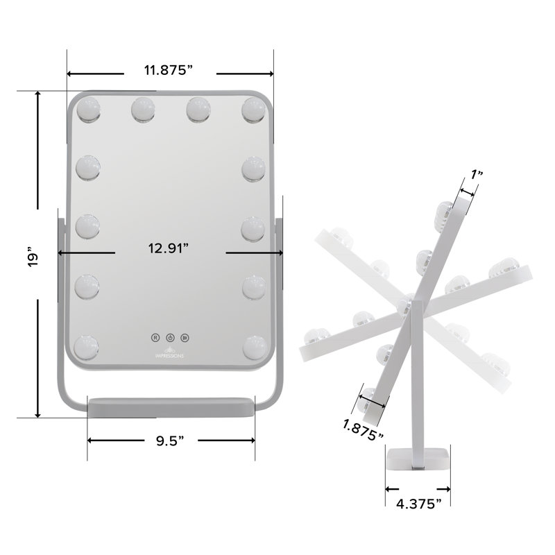 Contour Tri-Tone LED Makeup Mirror with Touch Sensor,360 Degree Swivel Mirror with 7X Magnification, White