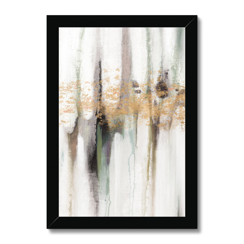 Falling Gold Leaf I by Studio W - Painting, 34cm H x 24cm W, Black Framed Paper Print