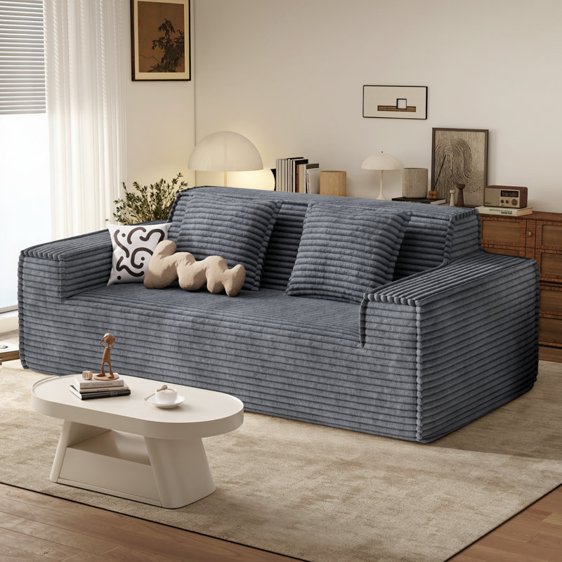 2 Seater Corduroy Loveseat, Grey
