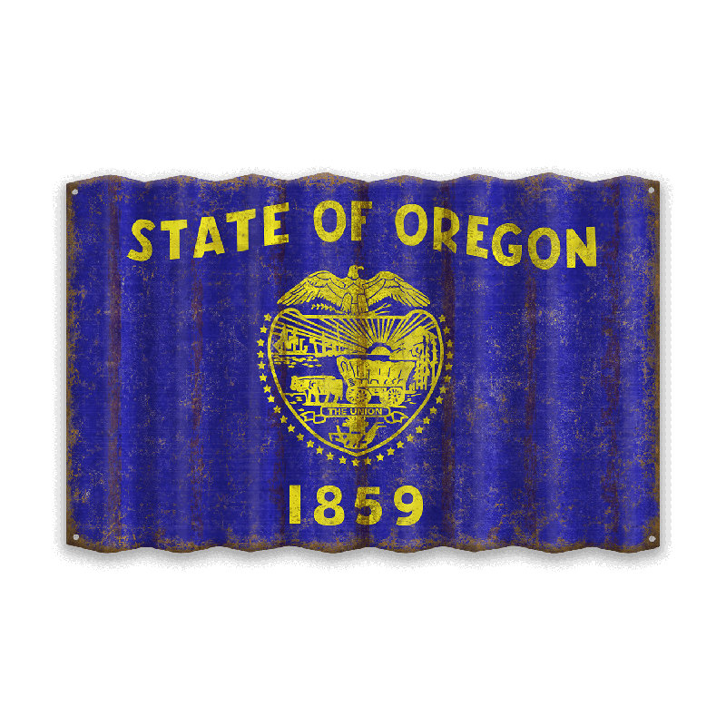 Décoration murale Retro State Pride: drapeau en aluminium vieilli, Oregon