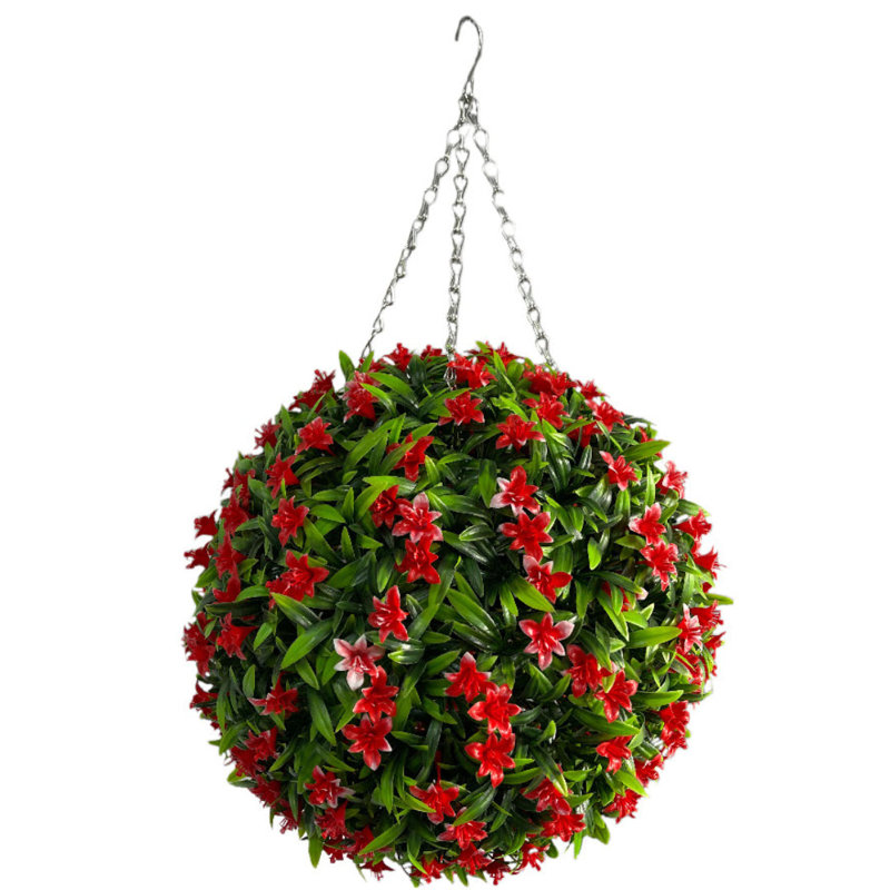 Faux Plant, 28cm H x 28cm W x 28cm D, Red