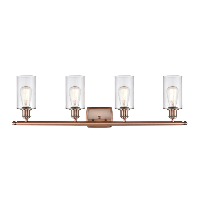 Éclairage de salle de bain à intensité variable à 4 lumières Mallette, Ampoule incandescente rétro de 60 watts, Transparent