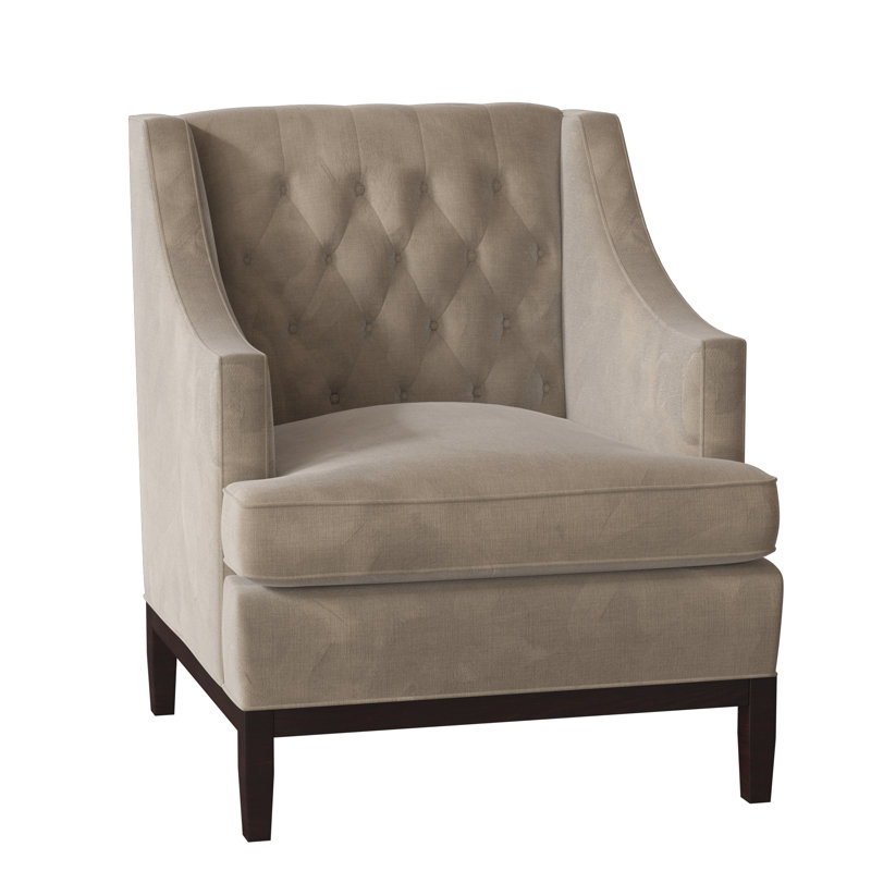 Carmel Tufted Armchair, Gray, Black Walnut