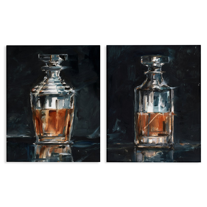 Abstract Whiskey Decanters 2 PC Canvas Wall Art Set by Ethan Harper, 30" H x 24" W