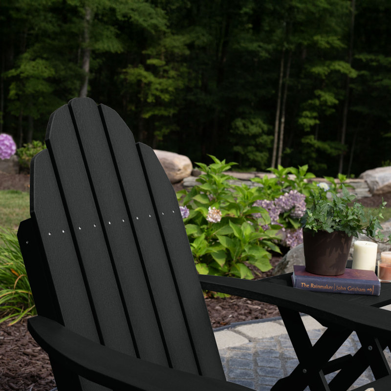 Hinz Outdoor Adirondack Chair With Ottoman, Abyss