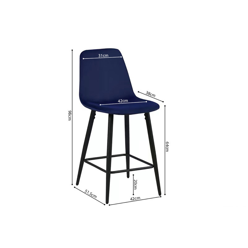 Pottershill 64cm Bar Stool, Dark Blue
