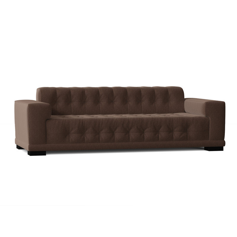 Canapé à accoudoirs carrés 89 po, Brun clair Key, Noir, Standard
