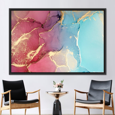 Abstract Modern Canvas Artwork with Marble Texture and Accents