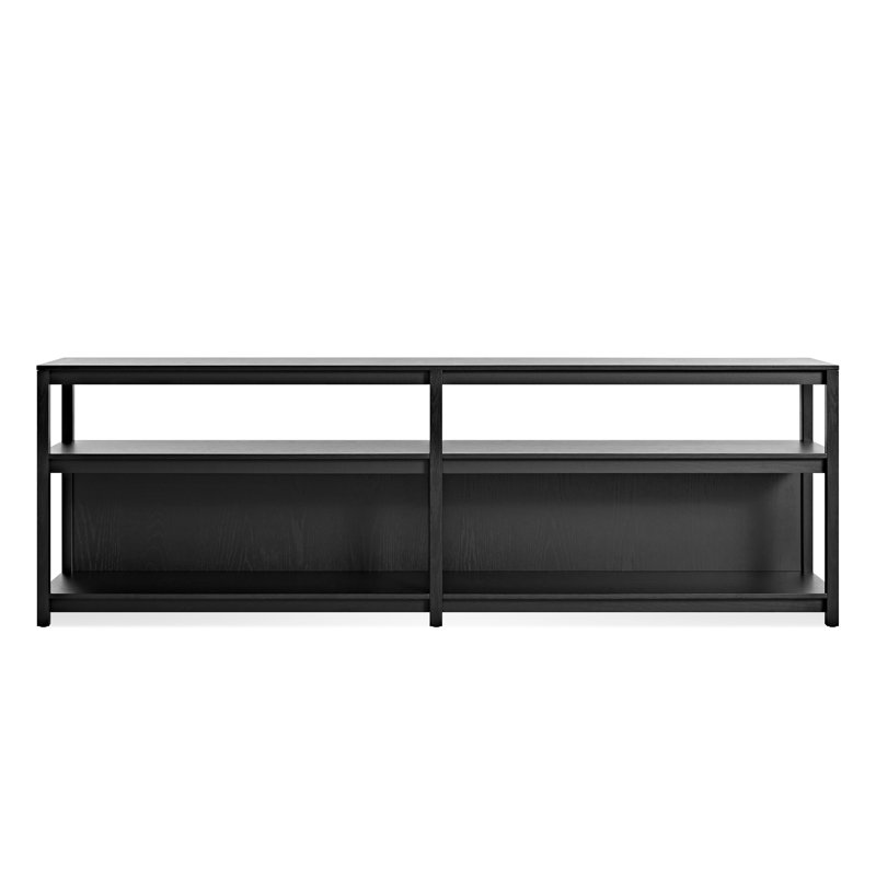 Open Plan Etagere Storage Bookcase, (2 Shelves) 26" H x 80" W x 13" D, Black on Oak