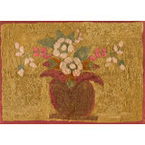 Antique American Hooked Rug American Floral Hooked