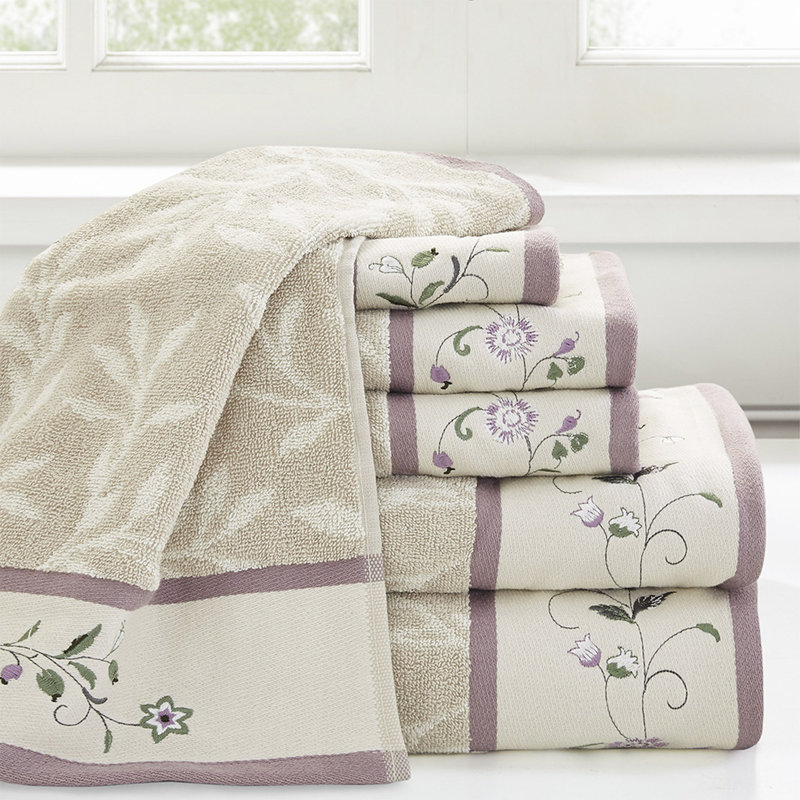 Ensemble de serviettes 6 pièces en coton, Mauve