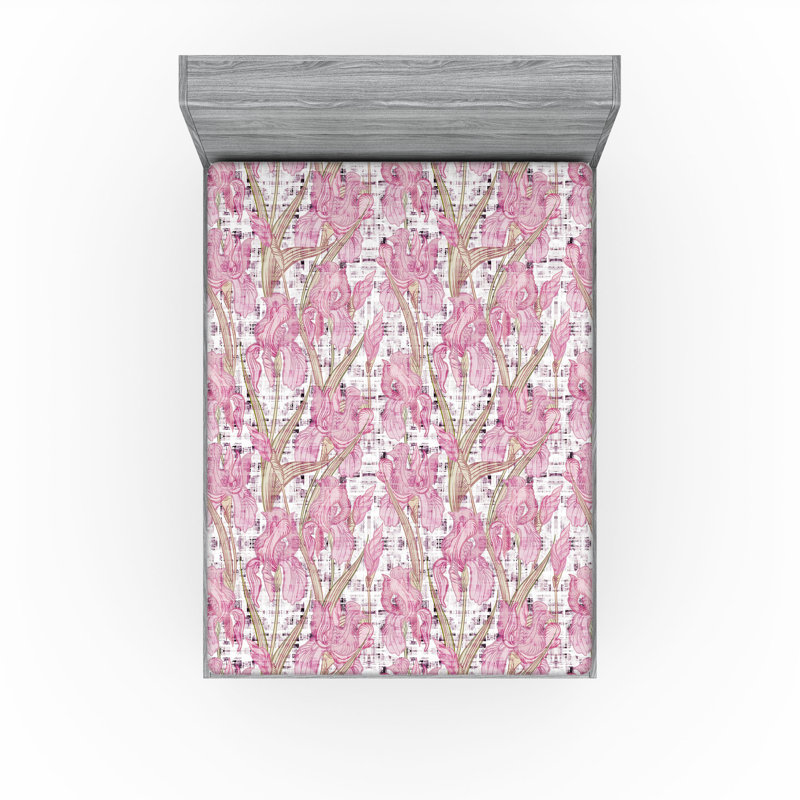 Drap-housse Ambesonne, Rose pâle, vert pâle / floral, Drap-housse très grand californien