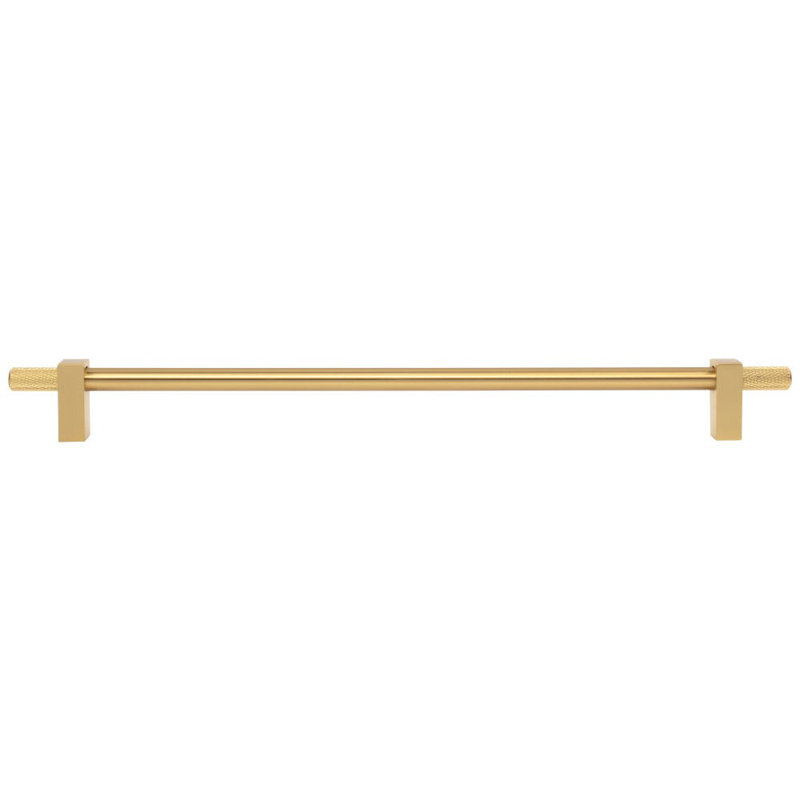 Larkin 4 Knurled Ends Bar Pull, 12", Brushed Gold