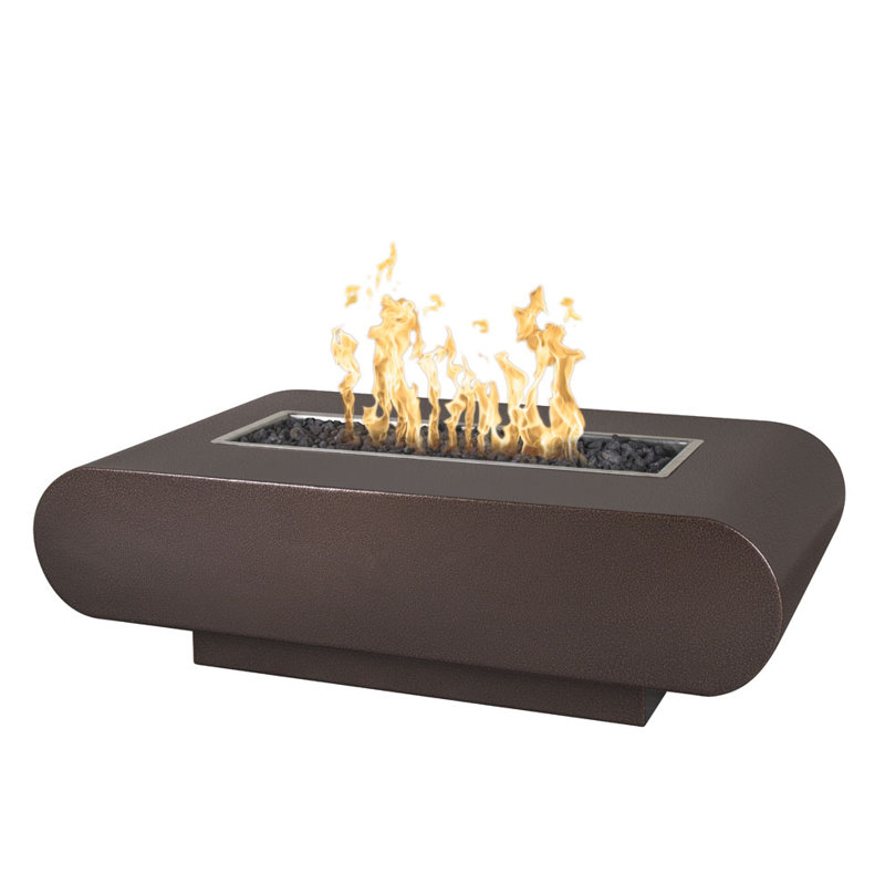 La Jolla Rectangle Steel Smokeless Fire Pit, Copper Vein, 15" H x 84" W x 28" D, Natural Gas