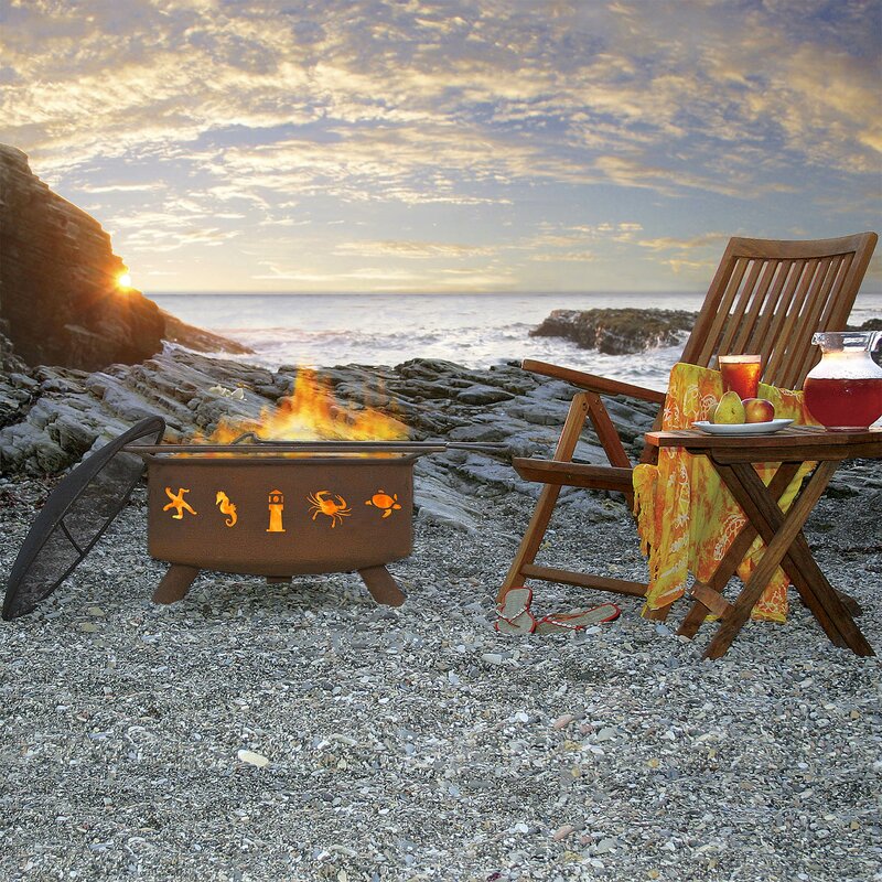 Highland Dunes Desrochers Coast Steel Wood Burning Fire Pit & Reviews ...