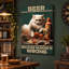 «Beer parce que Murder Is Wrong», art mural sur toile moelleuse avec chat blanc - décoration de salon, de chambre à coucher ou de bureau-1921215590