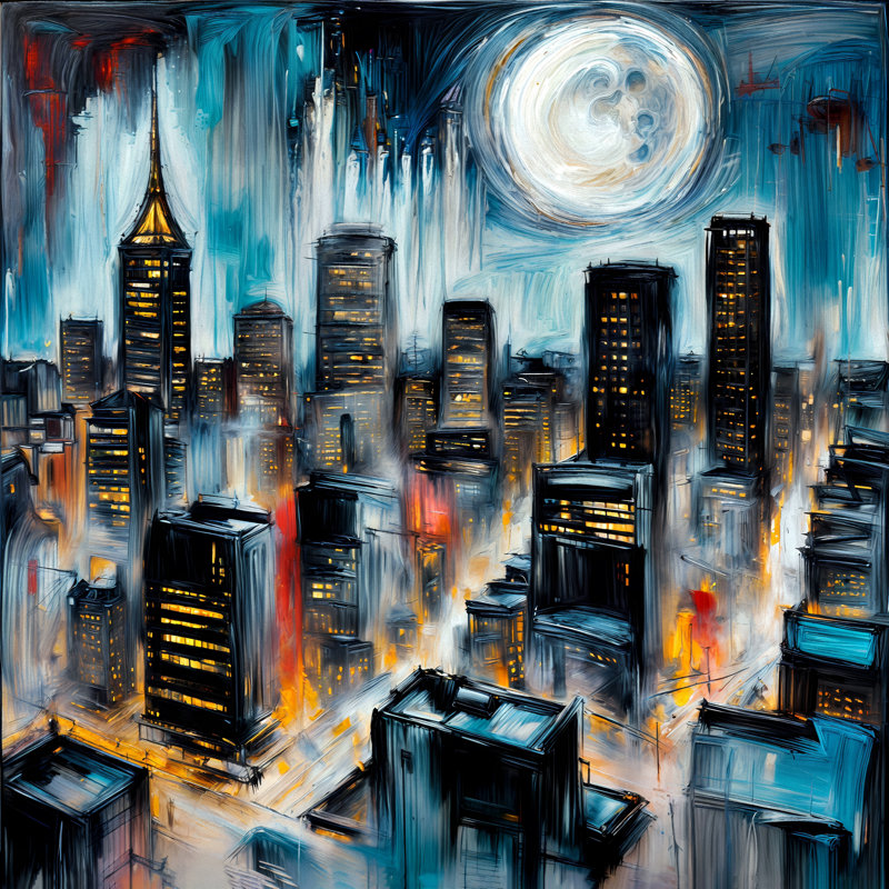 Luminous Cityscape, 24" H x 24" W