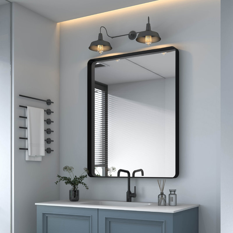 Metal Rectangle Mirror, Black, 28" x 36"