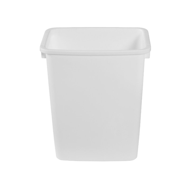 White Rectangular 21 Quart Plastic Open-Top Wastebasket