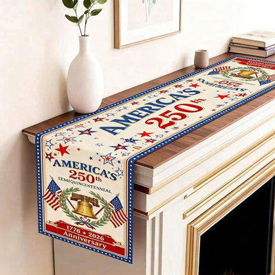 Chemin de table du 4 juillet Drapeau de l'Amérique, chemin de table patriotique, Jour du Souvenir, Fête de l'Independance, cuisine rétro, salle à manger, décoration de fête, fournitures, 13 x 72 po