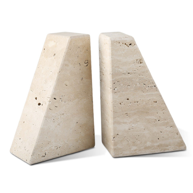 Serre-livres en marbre (ensemble de 2), Beige / gris clair, H 2,34 po x l 5,93 po x P 3,98 po