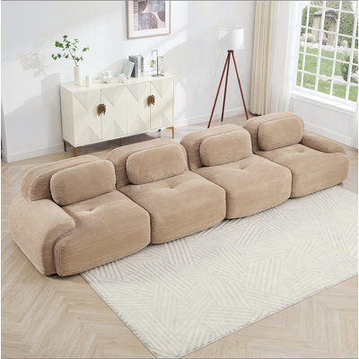 Canapé à 4 places en velours côtelé doux 32D éponge haute résilience ergonomique pour animaux de compagnie à compression complète sans emballage combiné sans assemblage pour les chambres à coucher