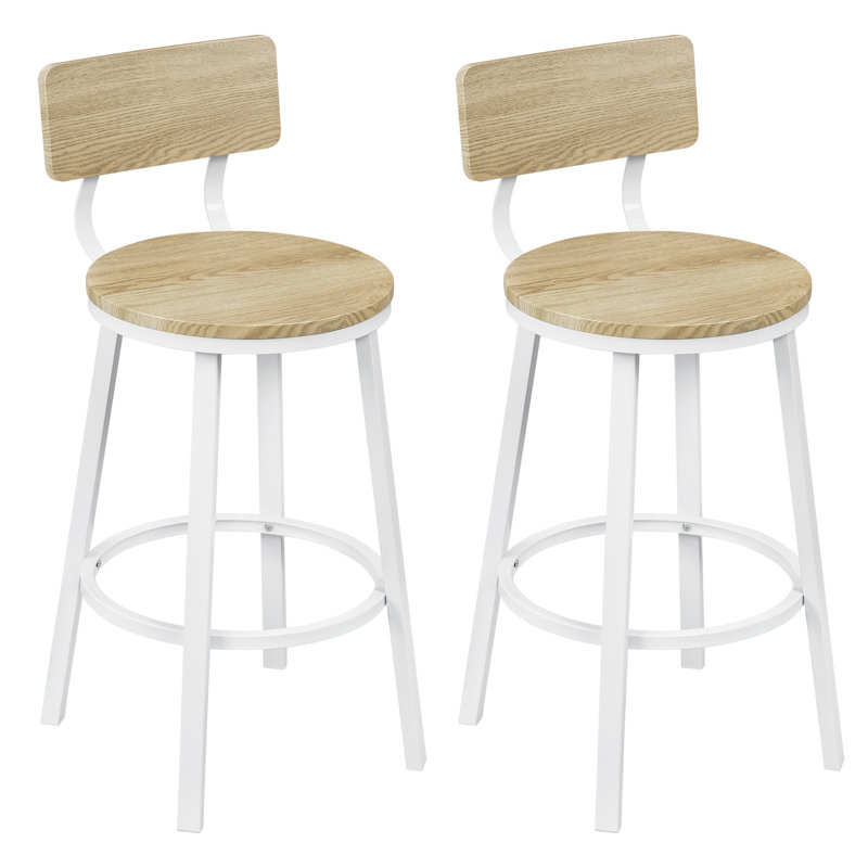 Anginette Counter Stool with Metal Frame, Oak/White