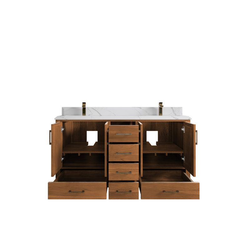 Ensemble de meuble-lavabo double 60 po Malibu, Calacatta Laza