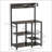 HOMCOM Baker's Rack with Power Outlet and LED Lights, Bakers Racks for Kitchens with Storage, Industrial Microwave Stand with Glass Holders, Metal Basket, Multiple Shelves, Rustic Brown-824532093