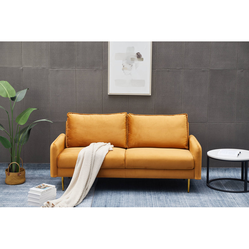 Emteas 57.3'' Velvet Loveseat, Ginger Velvet, 34" H x 57.3" W x 32" D