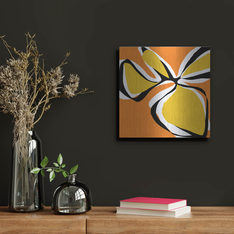 Ivy Bronx «Oh So Pretty Yellow» par Jan Weiss, art mural en métal, H 12 po x l 12 po