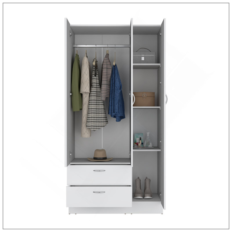 Armoire Haddam, chambre à coucher, blanc, Blanc