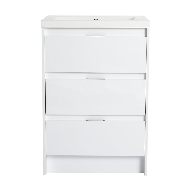Armoire de salle de bain autoportante 24 po avec lavabo en résine