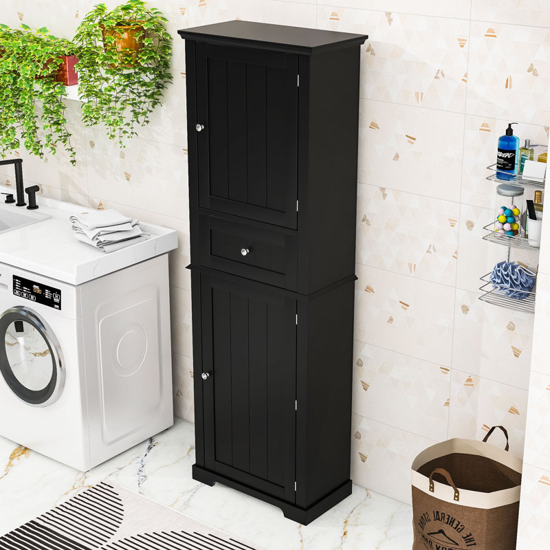 Armoire à linge standard autoportante Emmarie, Noir