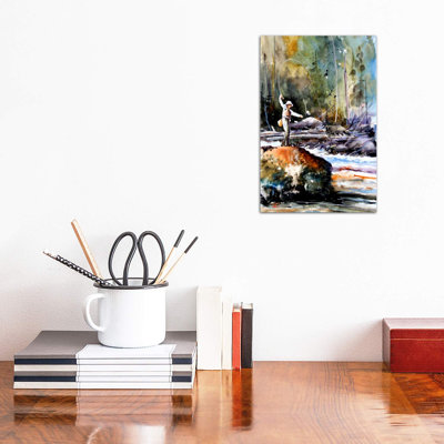«Fishing in the Wild», reproduction d'art encadrée